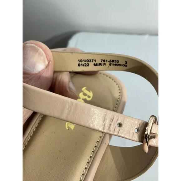 Girls Bata Size 3 Pink Open Toe Sling Back Wedge Sandals - Picture 7 of 9